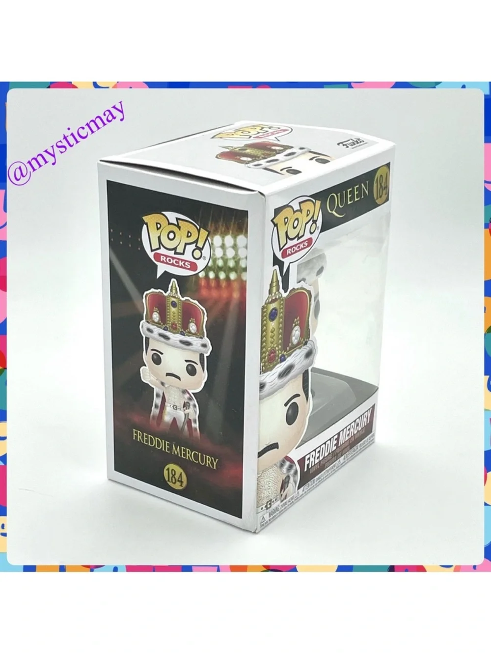 2021 Funko Pop Rocks QUEEN 184 FREDDIE MERCURY Figure w Crown and Cape in Box